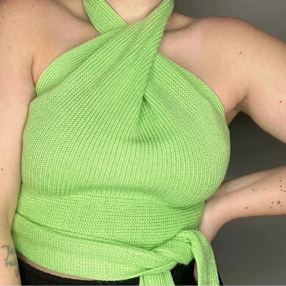 Free People Tops - Free People Bright Green Convertible Knit Top